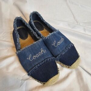 COACH Celina Denim Espadrille Flats Womens Size 7.5B Slip On Shoes 7.5